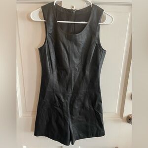 Ralph Lauren Polo Black Leather Shorts Jumpsuit - size 0